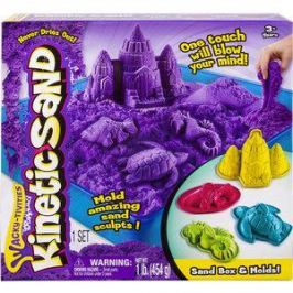 Кинетический песок Kinetic sand сиреневый цвет 454 гр лоток 4 формочки (71402)