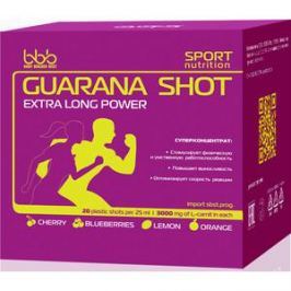 Энергетический напиток BBB Guarana Shots (лимон, 20 ампул, 1500 мг в ампуле)