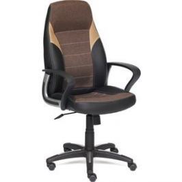 Кресло TetChair INTER кожзам/ткань черный/коричневый/бронзовый 36-6/ЗМ7-147/21