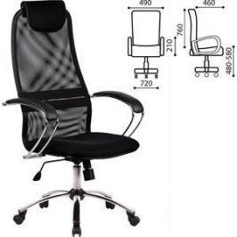 Кресло офисное Метта BK-8CH ткань-сетка, хром, черное 80364