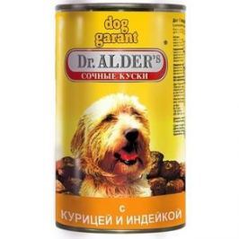 Консервы Dr.ALDER's Dog Garant сочные куски с курицей и индейкой для собак 1,23кг (1791)