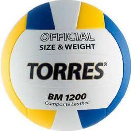 Мяч волейбольный матчевый Torres BM1200 арт. V40035, размер 5, бело-сине-желтый