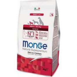 Сухой корм Monge Daily Line Senior Dog Mini Rich in Chicken с курицей для пожилых собак мелких пород 3кг