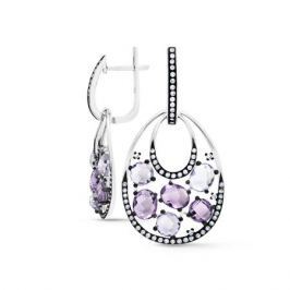 Серьги с аметистами и бриллиантами из белого золота VALTERA 63662