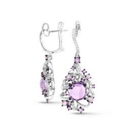 Серьги с аметистами и бриллиантами из белого золота VALTERA 66570