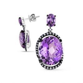 Серьги с аметистами и бриллиантами из белого золота VALTERA 60681