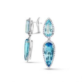 Серьги с топазами и бриллиантами из белого золота VALTERA 52004