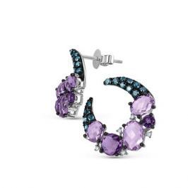 Серьги с аметистами и бриллиантами из белого золота VALTERA 53261