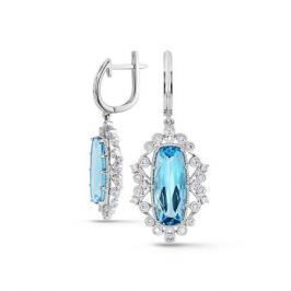 Серьги с топазами и бриллиантами из белого золота VALTERA 53387
