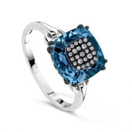Кольцо с бриллиантами и топазами из белого золота VALTERA 64095