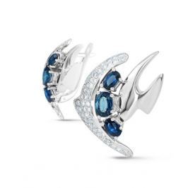 Серьги с сапфирами и бриллиантами из белого золота 16200