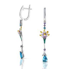 Серьги с фианитами и эмалью из серебра VALTERA 93827
