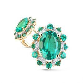 Серьги с изумрудами и бриллиантами из желтого золота VALTERA 65745