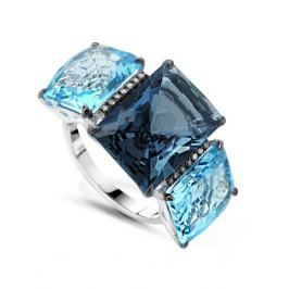 Кольцо с бриллиантами и топазами из белого золота VALTERA 52803
