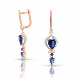 Серьги с сапфирами и бриллиантами из розового золота VALTERA 97335
